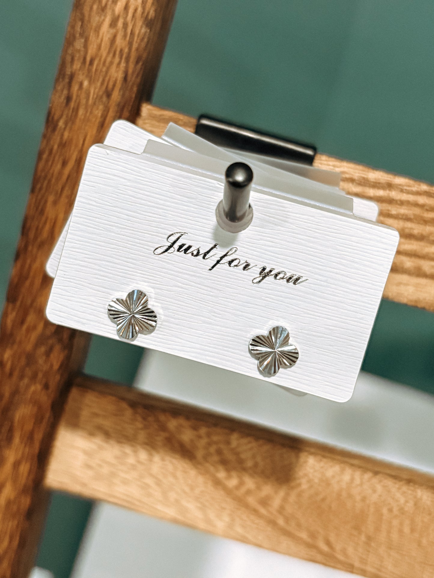 Silver Clover Stud Earrings