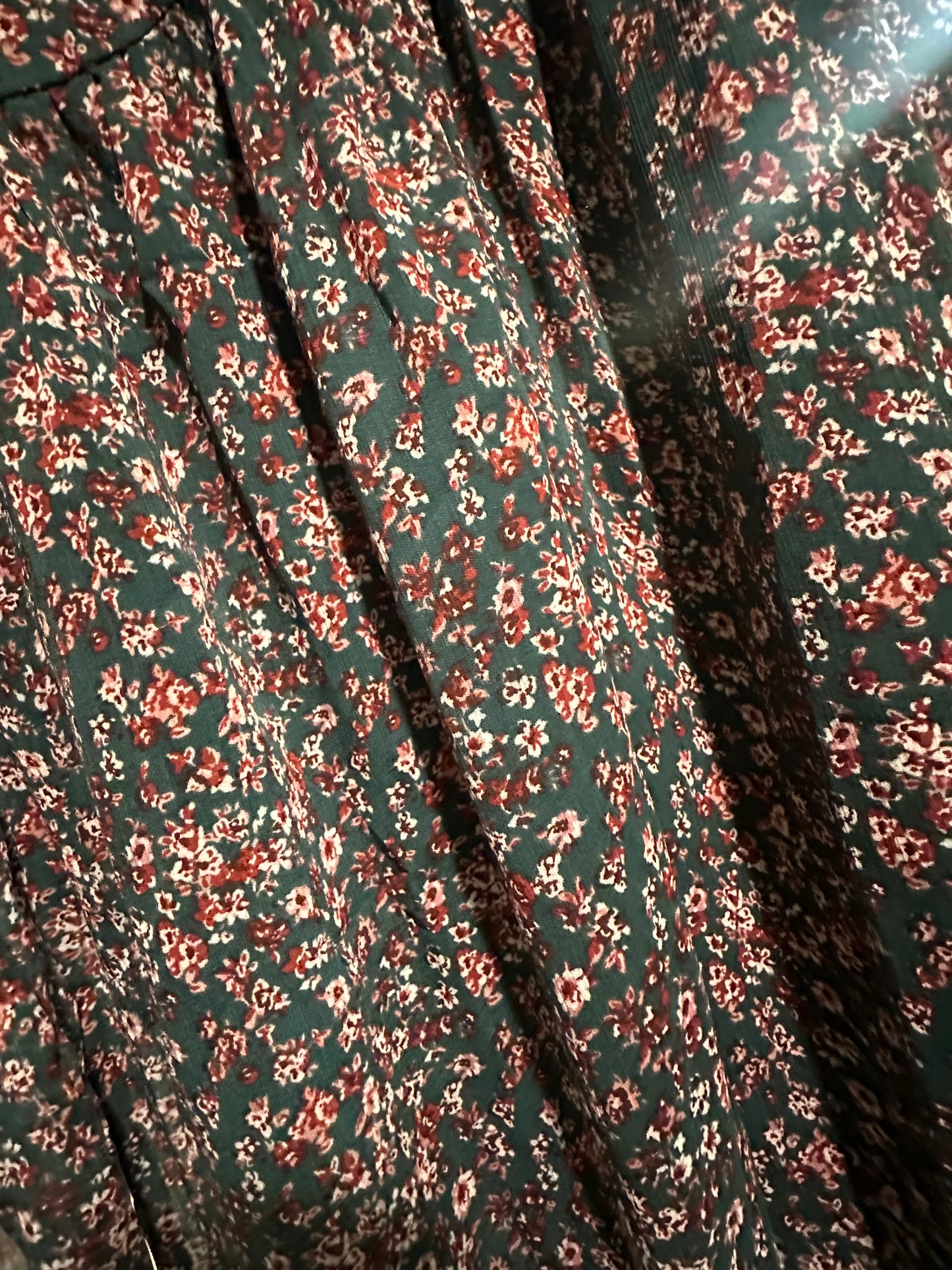 Green Floral Fall Mini Dress