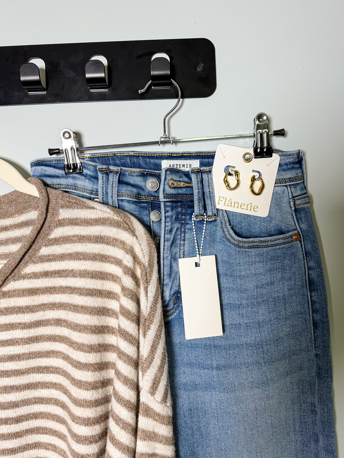 Henley Stripe Sweater - Mocha