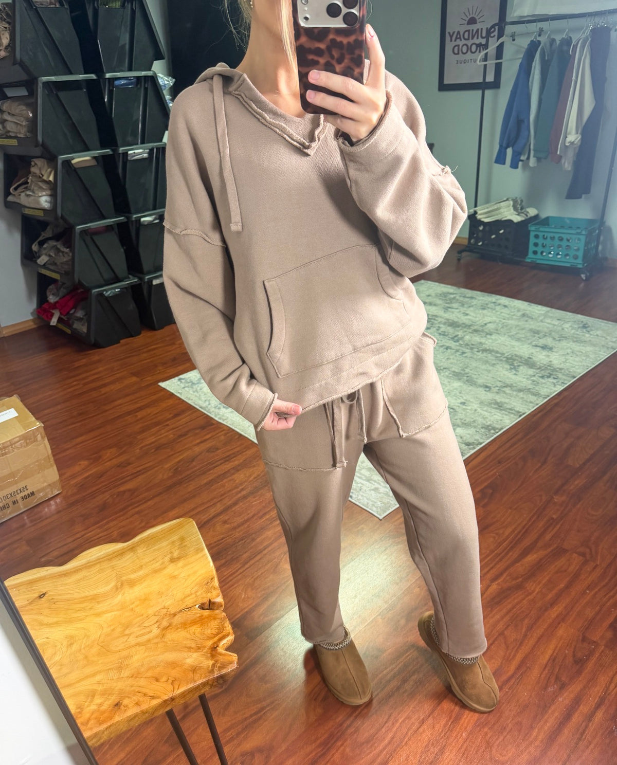 MALIBU ESSENTIAL TAPERED LOUNGE PANTS - TAUPE