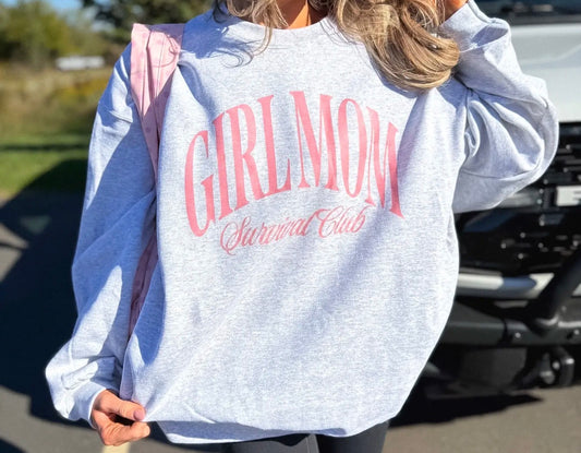 PREORDER** GIRL MOM SURVIVAL CLUB CREWNECK - HEATHER GREY