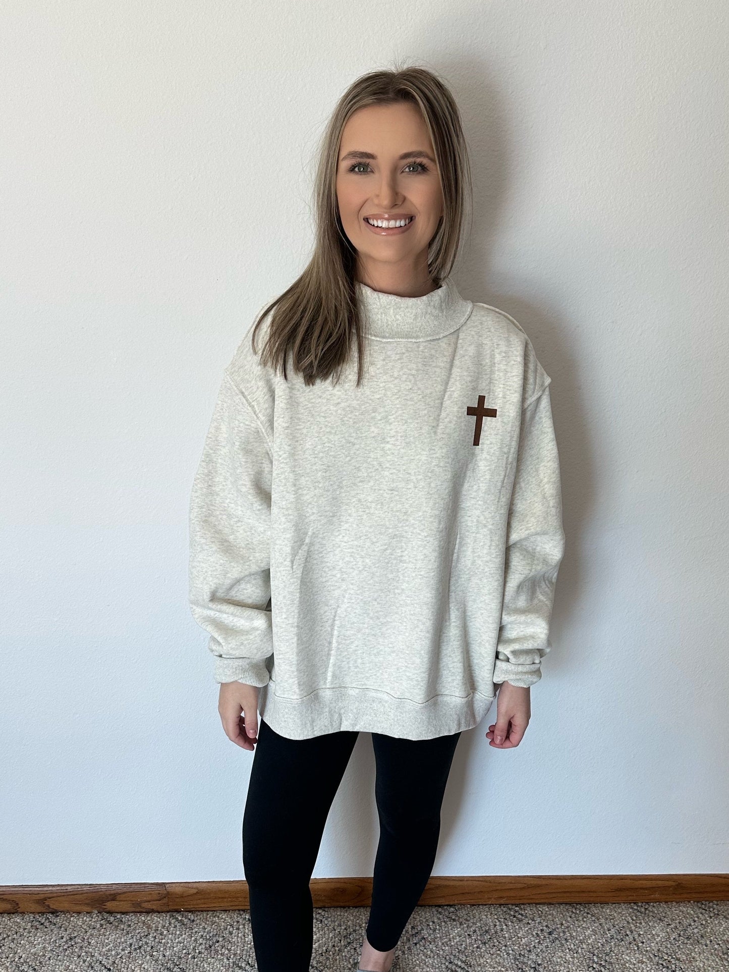 Jesus Saves and Cross Reversible Mock Neck Sweatshirt