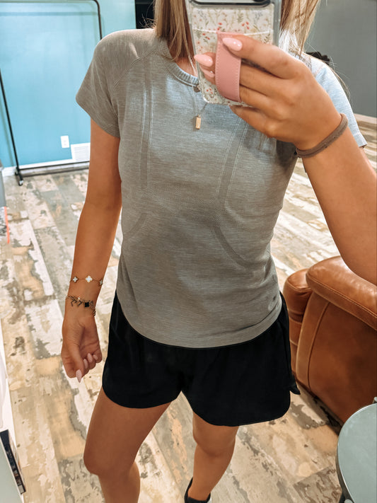 Seamless Knit Active Top - Grey