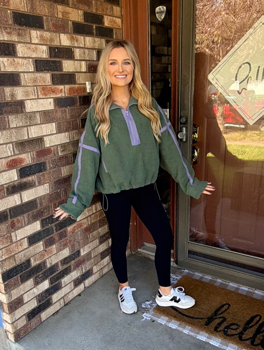 HALF-ZIP FLEECE PULLOVER - MATCH/LAVENDER