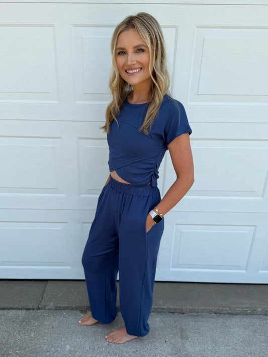 Hayden Crossover Jogger Set - Navy