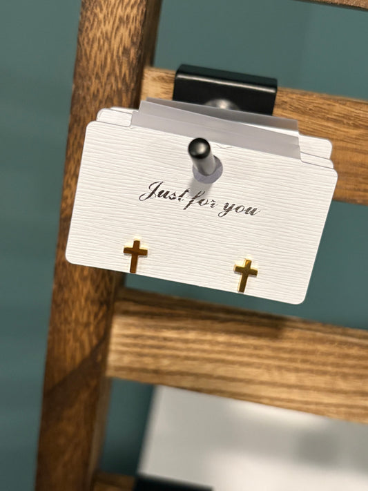 Gold Cross Stud Earrings
