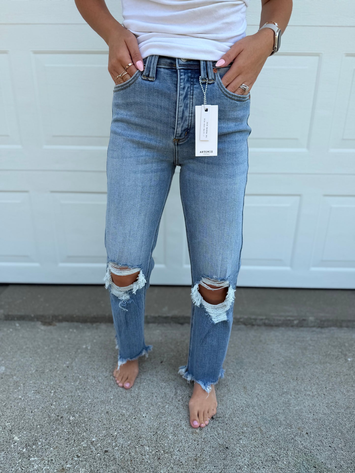 90's Muse Distressed Wide Leg Denim