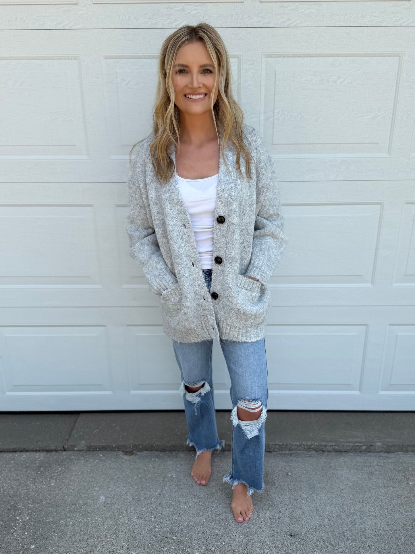 Chloe CloudKnit Cardigan - Heather Grey