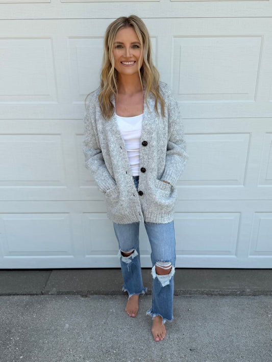 Chloe CloudKnit Cardigan - Heather Grey