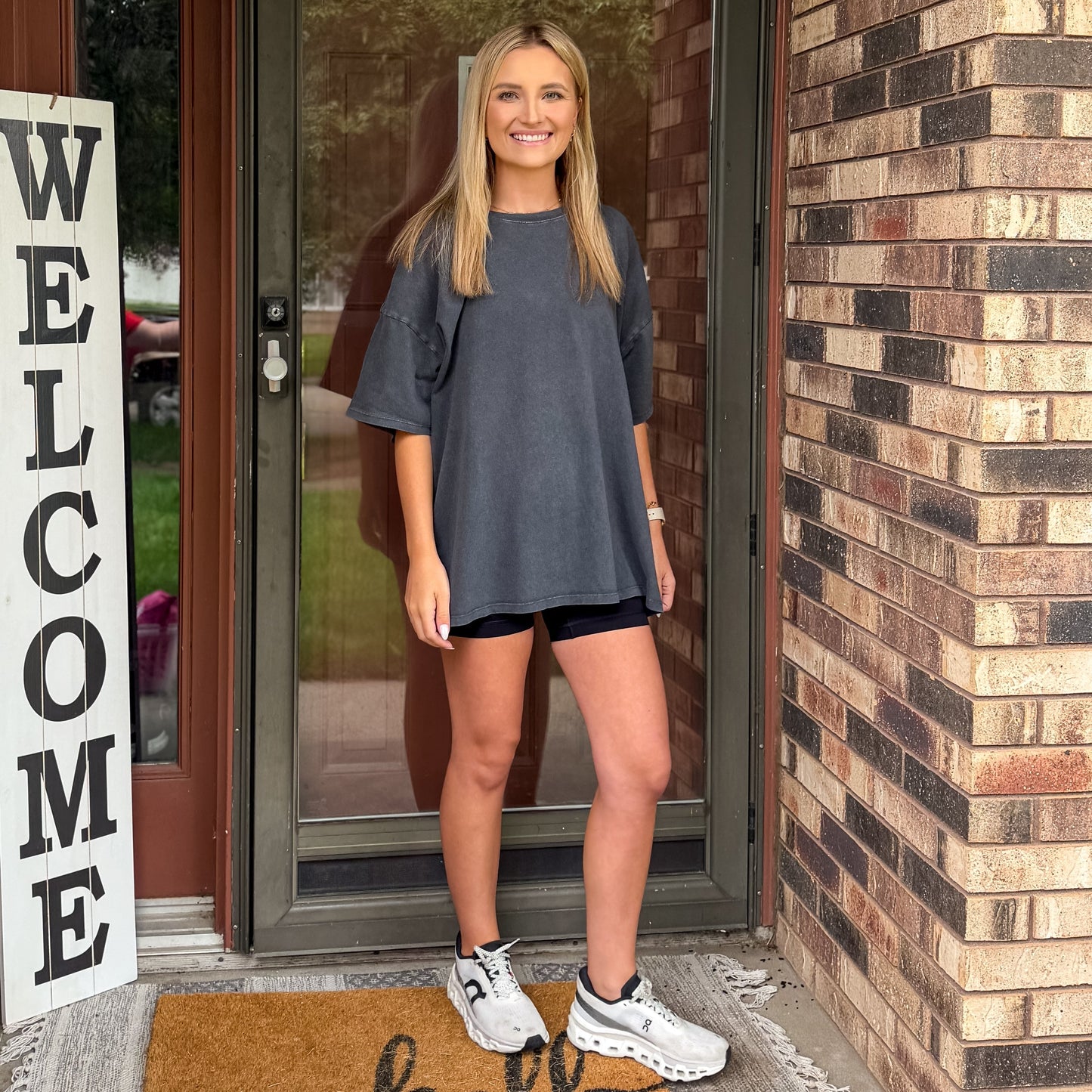 Oversized Mineral Wash Tee - charcoal