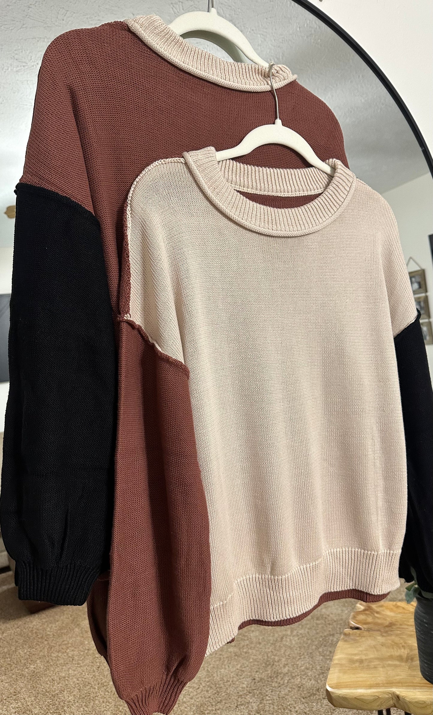 Chocolate Brown Colorblock Sweater