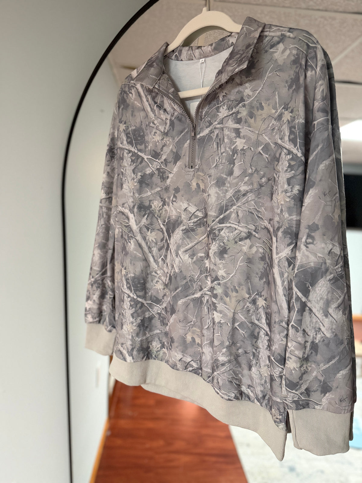 Smoke Camo Quarter Zip - grey