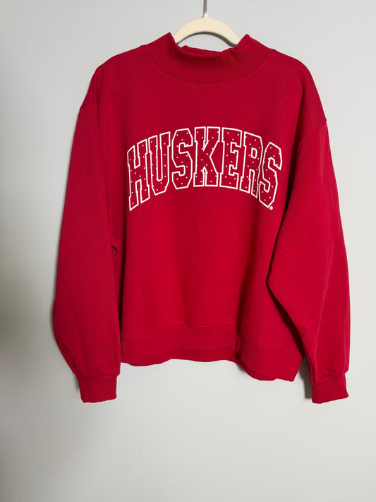 Nebraska Huskers Polka Dot Mock Neck Sweatshirt