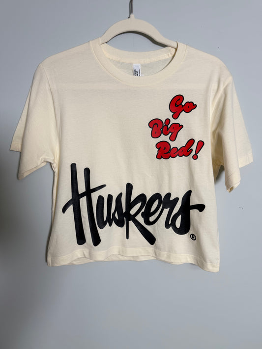 Huskers Go Big Red! Boxy Tee - cream