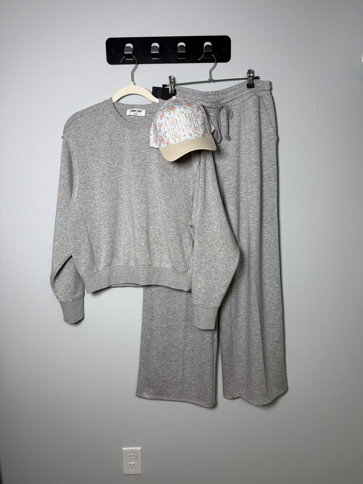Drawstring Waist Pintuck Wide Leg Pants - Heather Grey
