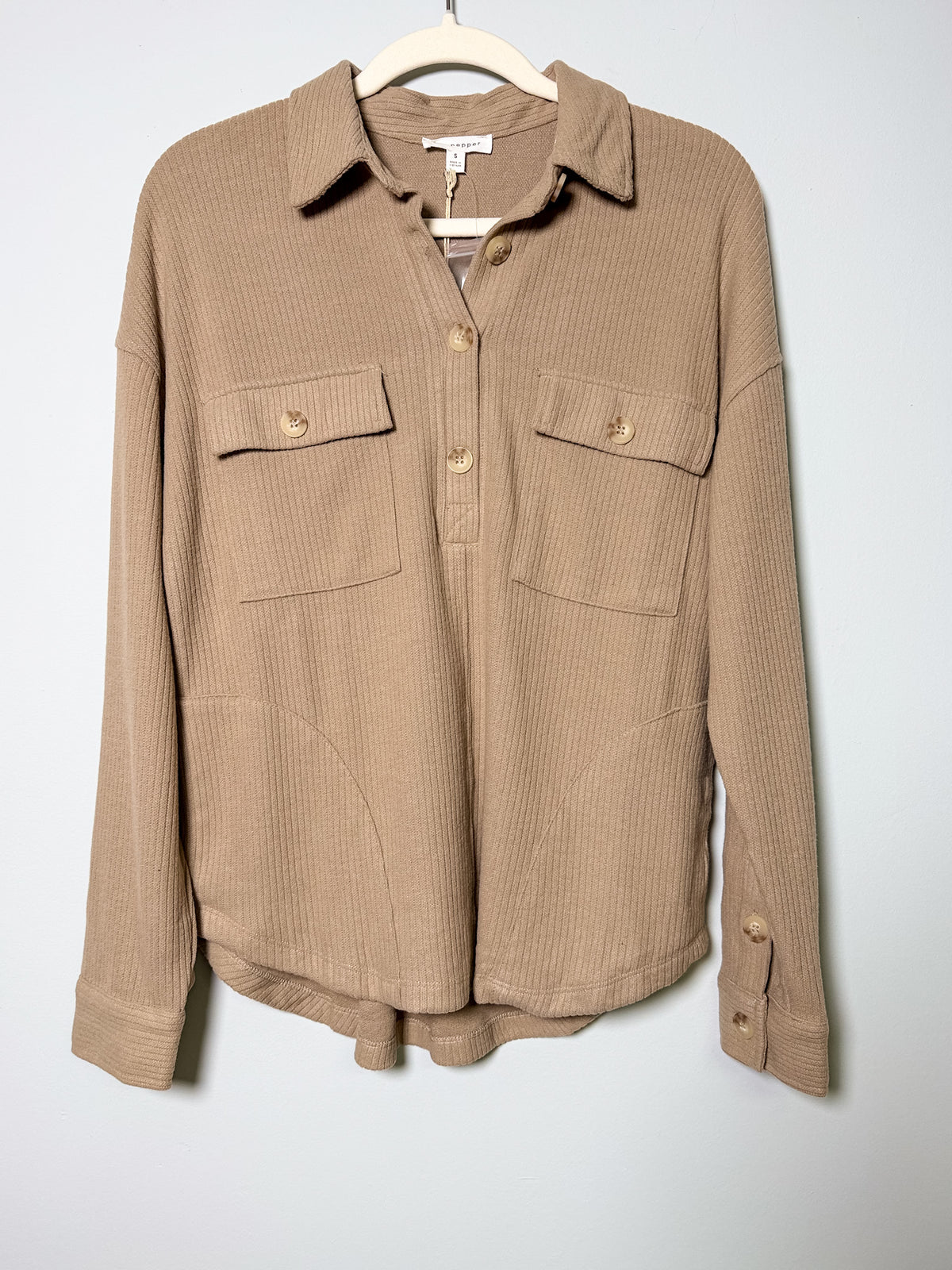 Half Button Pullover - Taupe