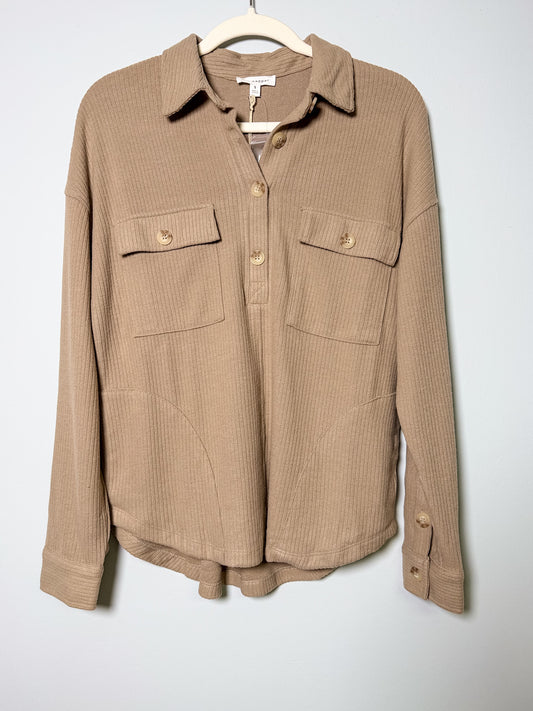 Half Button Pullover - Taupe
