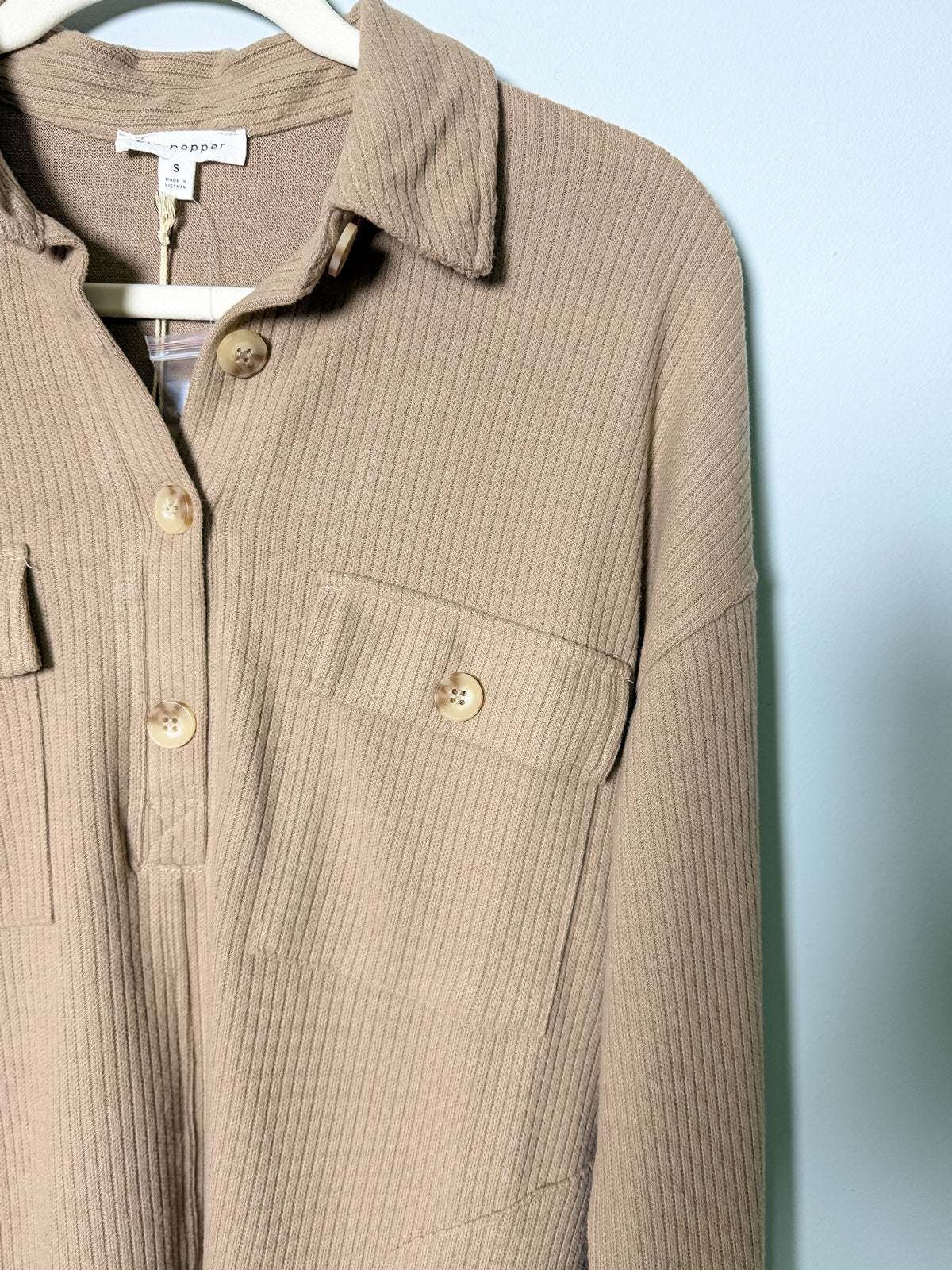 Half Button Pullover - Taupe