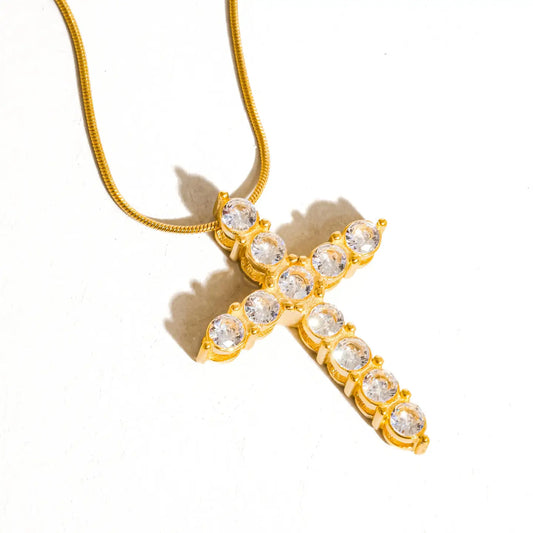 18K Gold Non-Tarnish Cross Necklace