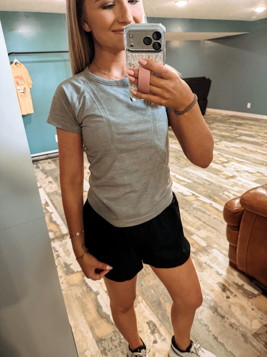 Seamless Knit Active Top - Grey
