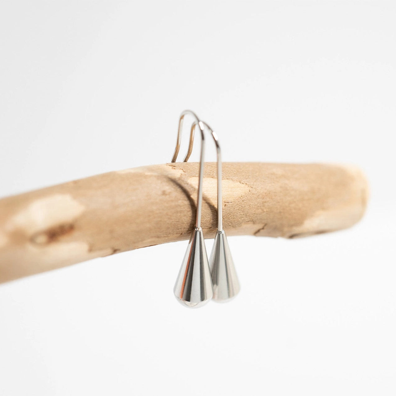 18K Gold Pvd Stainless Steel Drop Earrings - Silver